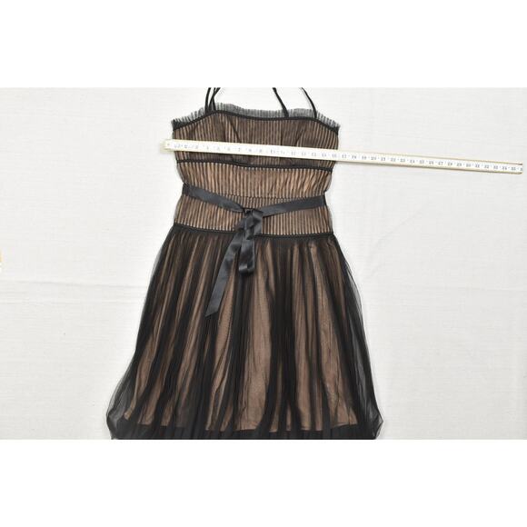 BCBGMAXAZRIA Black Mesh & Nude Pleated Mini Dress Regular Size 6 - Picture 4 of 8